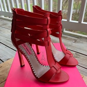 Betsey Johnson Ffierce Red Stiletto Heel Sandals